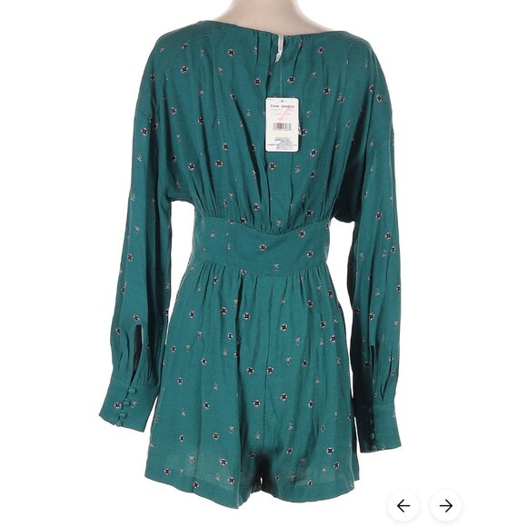 ✨  FREE PEOPLE ✨ "Love Grows" Green Print Romper - Picture 9 of 9